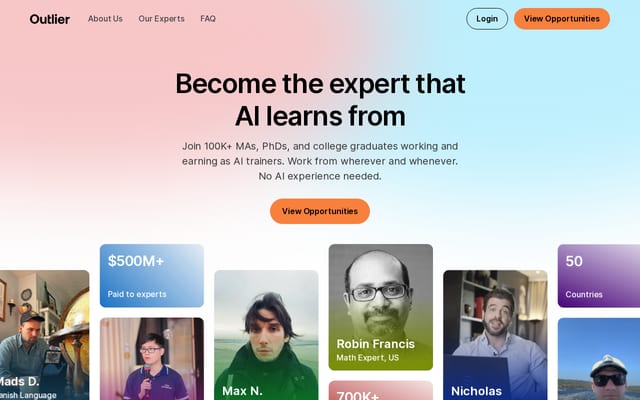 Screenshot of outlier.ai