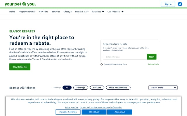 Screenshot of elancorebates.com