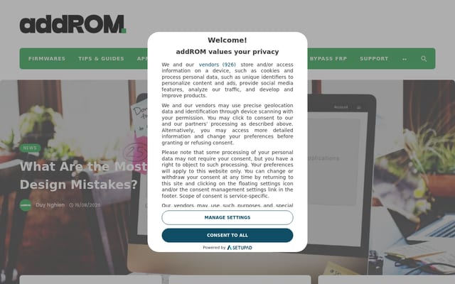 Screenshot of addrom.com