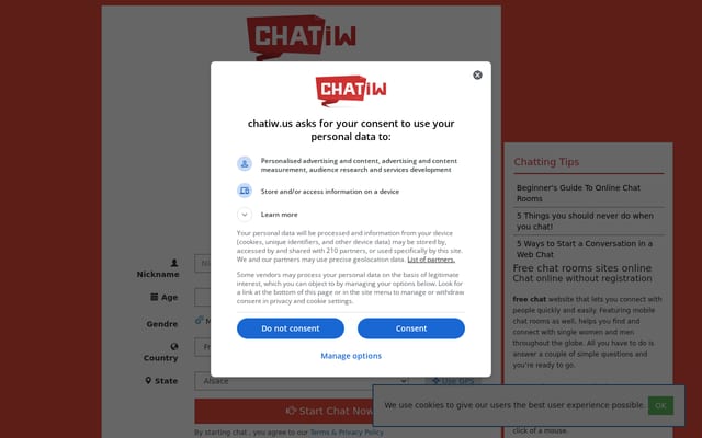Screenshot of chatiw.us
