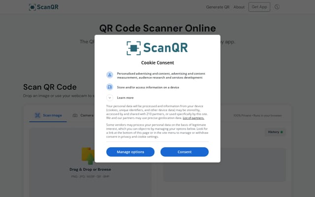 Screenshot of scanqr.org