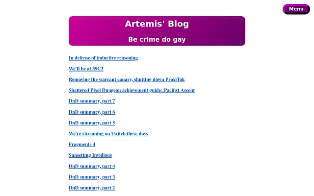 Screenshot of artemislena.eu