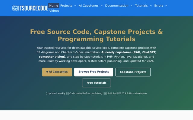 Screenshot of itsourcecode.com
