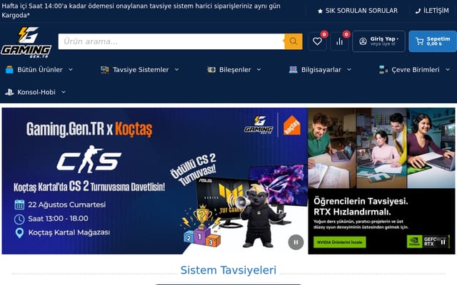 Screenshot of gaming.gen.tr