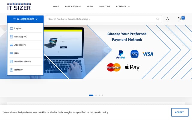 Screenshot of itsizer.com
