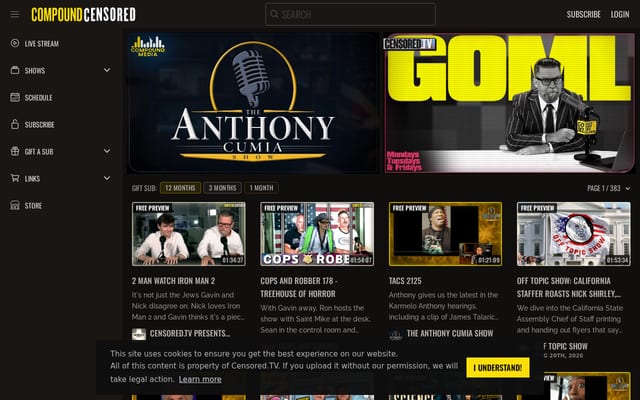 Screenshot of censored.tv