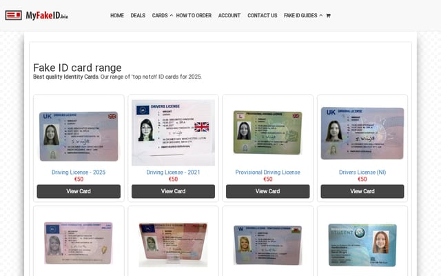 Screenshot of myfakeid.biz