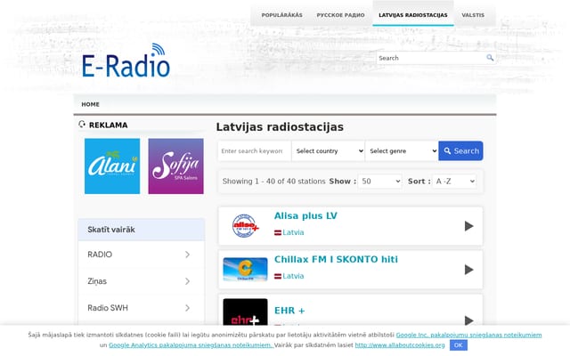 Screenshot of e-radio.lv