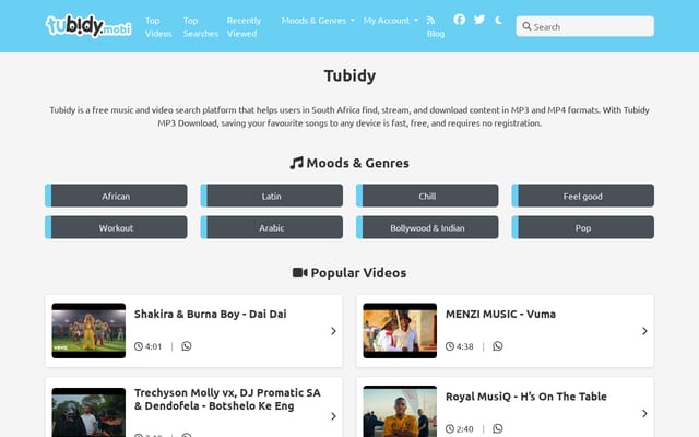 Screenshot of tubidy.watch