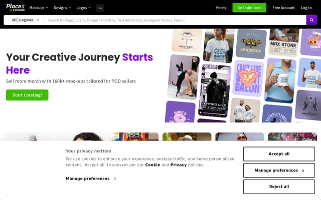 Screenshot of placeit.net