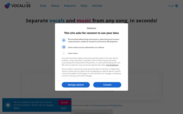 Screenshot of vocali.se
