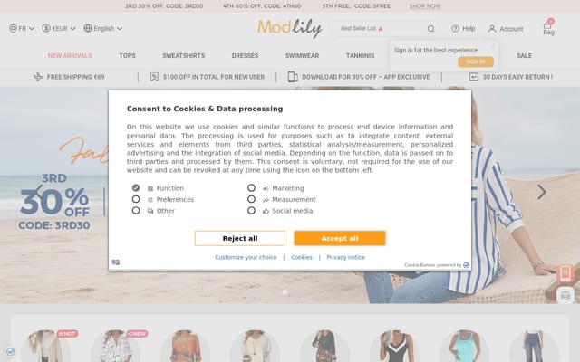 Screenshot of modlily.com