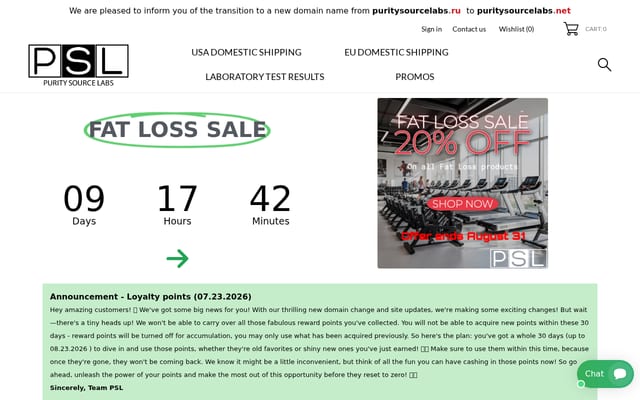 Screenshot of puritysourcelabs.ru