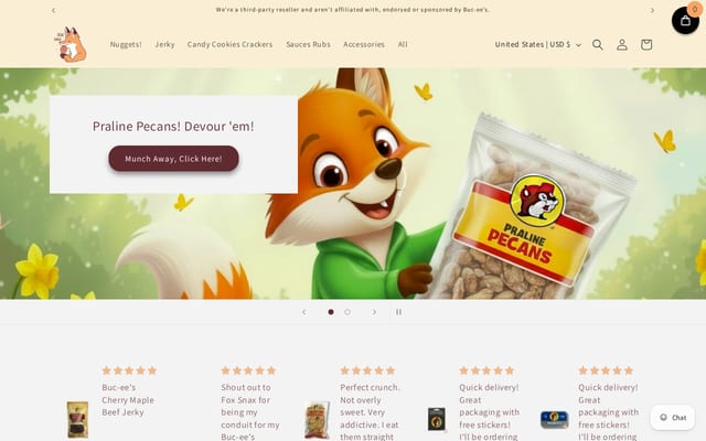 Screenshot of foxsnax.com