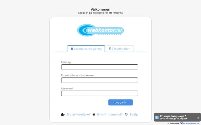 Screenshot of webkontor.nu