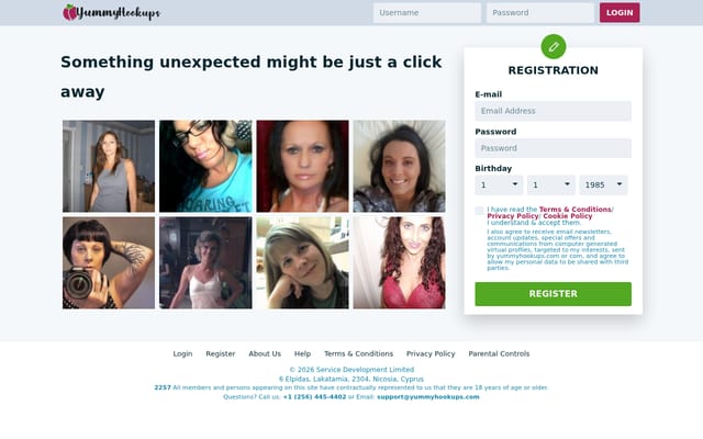 Screenshot of yummyhookups.com
