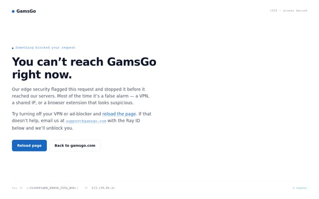 Screenshot of gamsgo.com