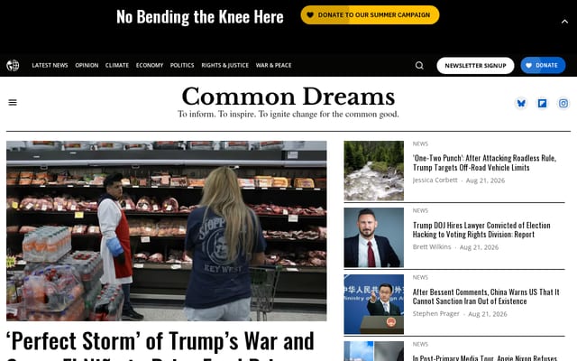 Screenshot of commondreams.org