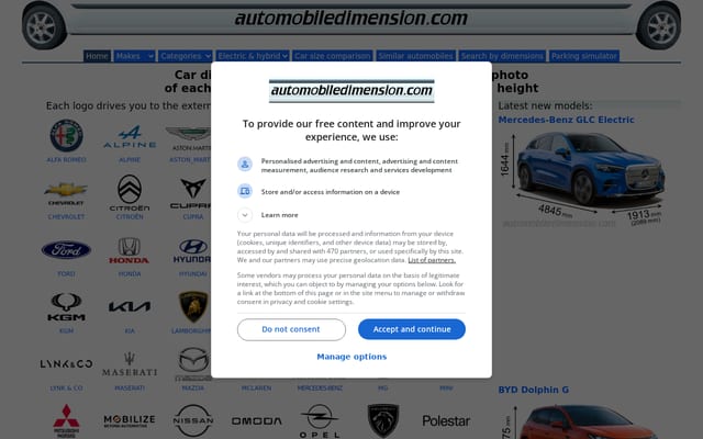 Screenshot of automobiledimension.com