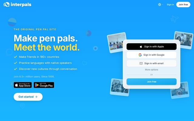 Screenshot of interpals.net