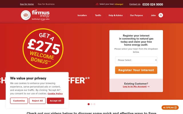 Screenshot of firmusenergy.co.uk