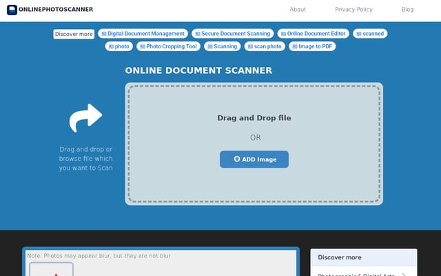 Screenshot of onlinephotoscanner.com