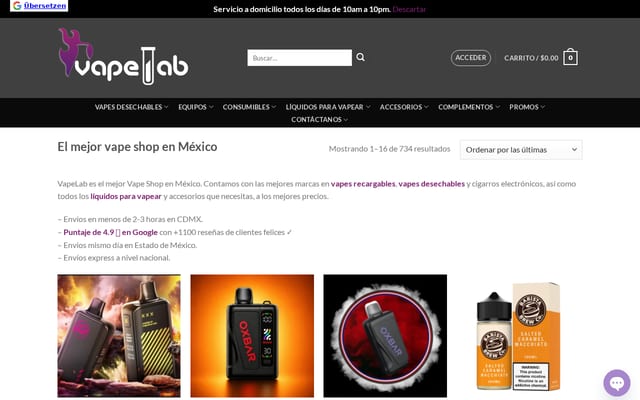 Screenshot of vapelab.mx