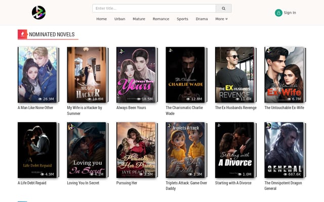 Screenshot of novelebook.com