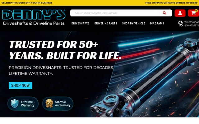 Screenshot of dennysdriveshaft.com