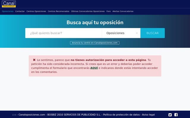 Screenshot of canaloposiciones.com