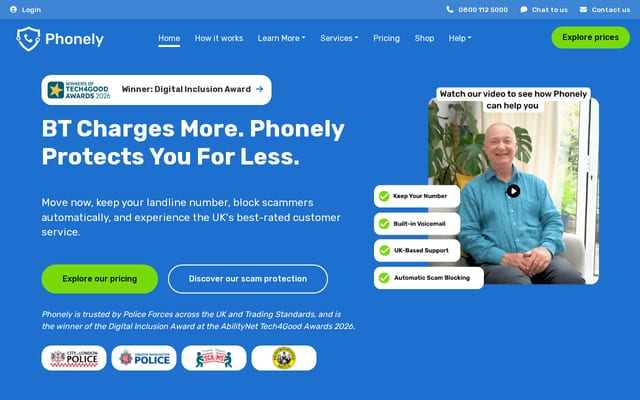 Screenshot of phonely.co.uk