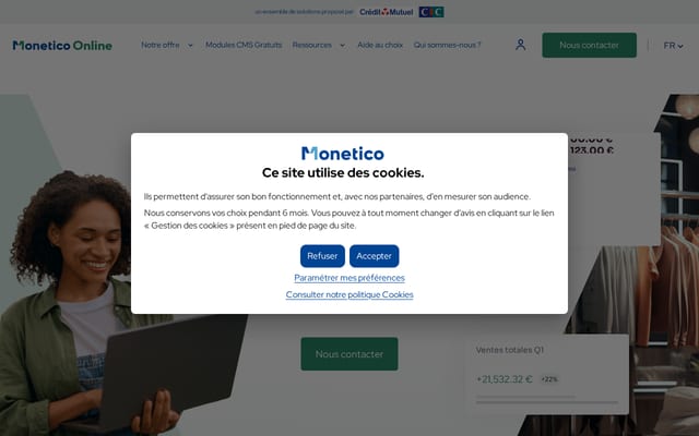 Screenshot of monetico-services.com