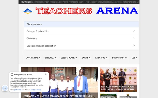 Screenshot of arena.co.ke