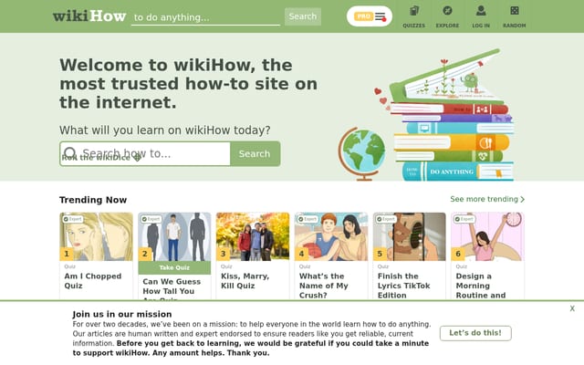 Screenshot of wikihow.com