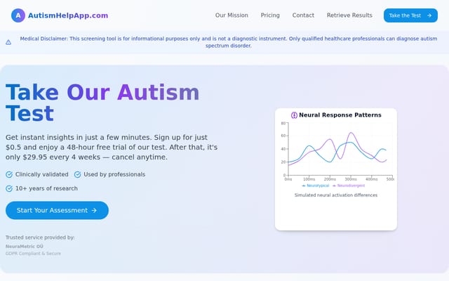Screenshot of autismhelpapp.com