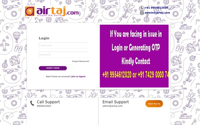 Screenshot of airtaj.com