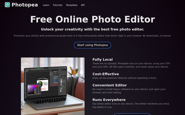 Screenshot of photopea.com