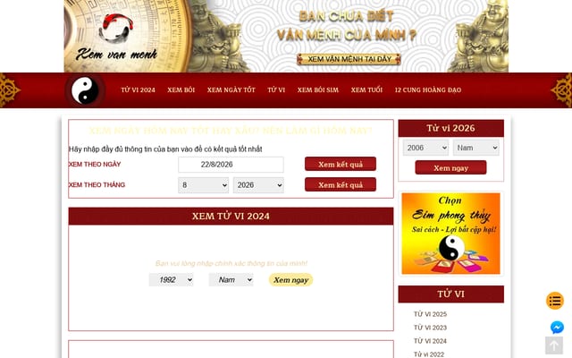 Screenshot of xemvanmenh.net