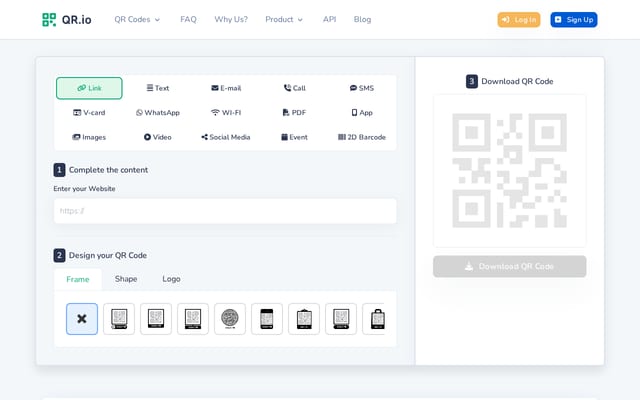 Screenshot of qr.io