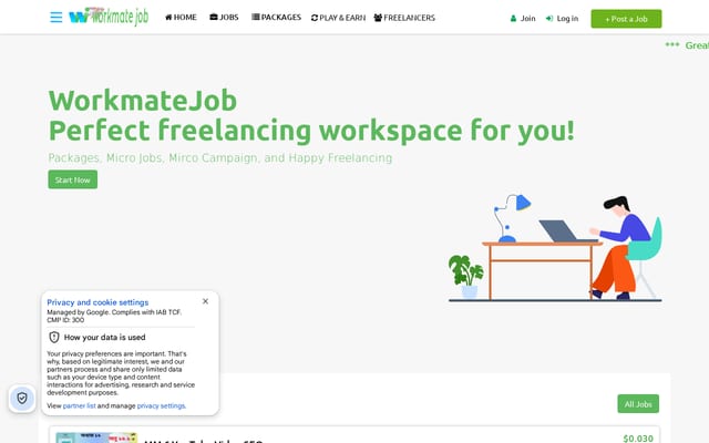Screenshot of workmatejob.com