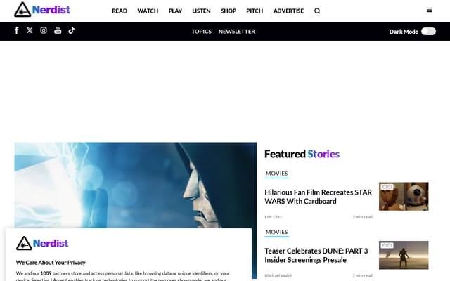 Screenshot of nerdist.com