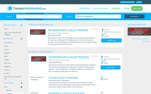 Screenshot of tucsonhelpwanted.com
