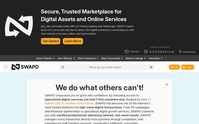 Screenshot of swapd.co