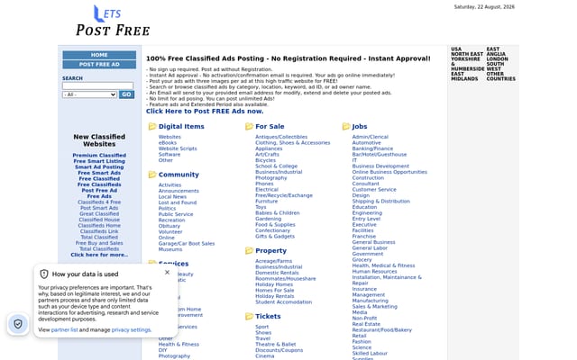 Screenshot of letspostfree.com