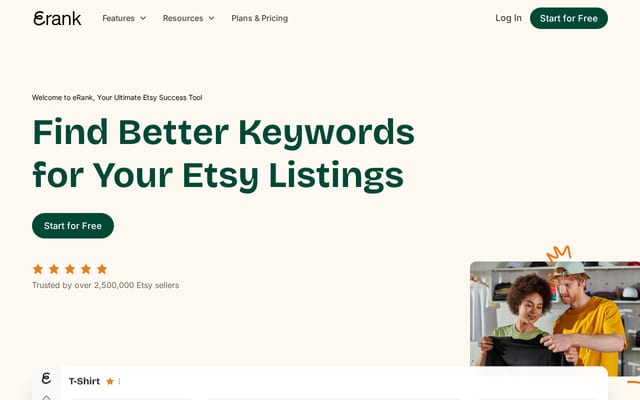 Screenshot of erank.com