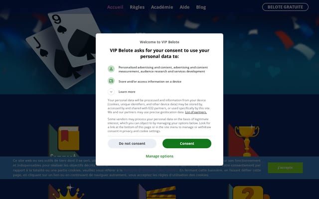 Screenshot of vipbelote.fr