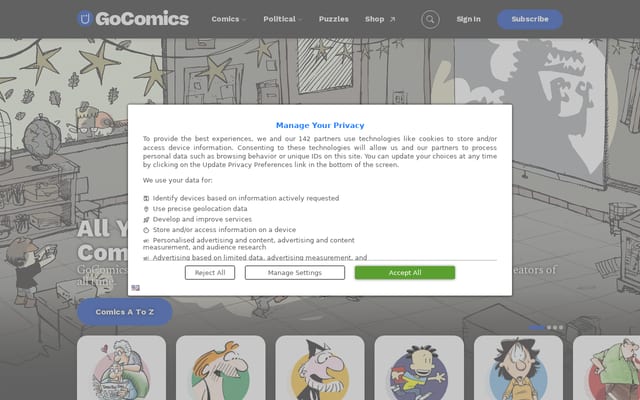 Screenshot of gocomics.com