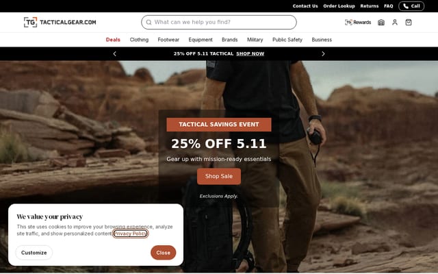 Screenshot of tacticalgear.com
