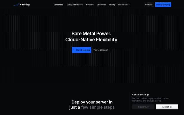 Screenshot of rackdog.com