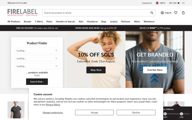 Screenshot of firelabel.co.uk